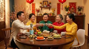 Gia đình sum vầy bên mâm cơm tiễn ông Công ông Táo.