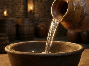 Cốt rượu nếp quê trong vắt chảy từ hệ thống lọc chưng cất để ngâm rượu táo mèo.
